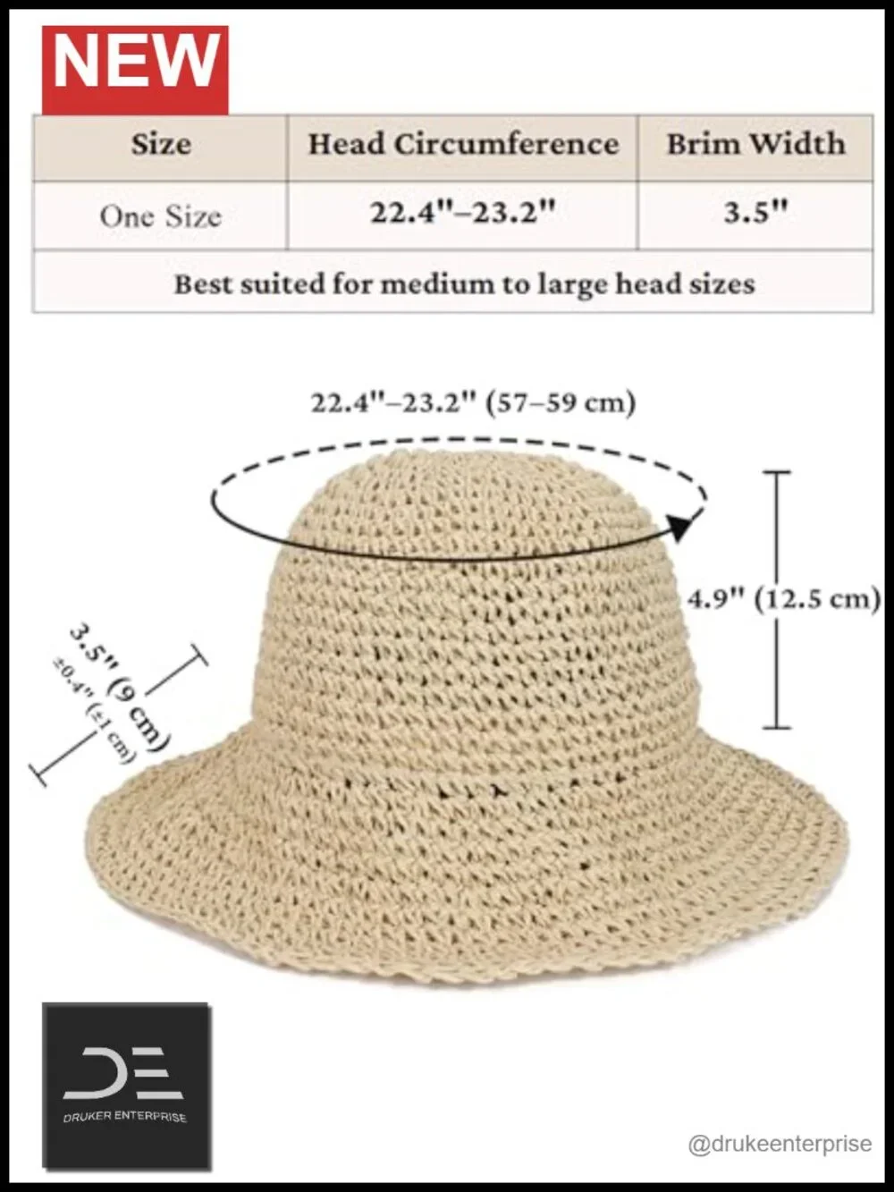 Foldable Wide Brim Crochet Straw Sun Hat for Beach Summer, Adjustable